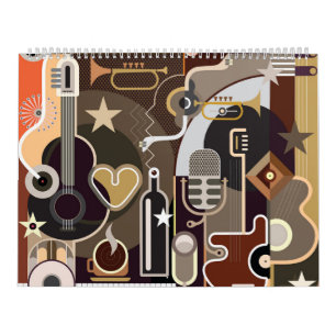 Calendário fundo de música abstrato