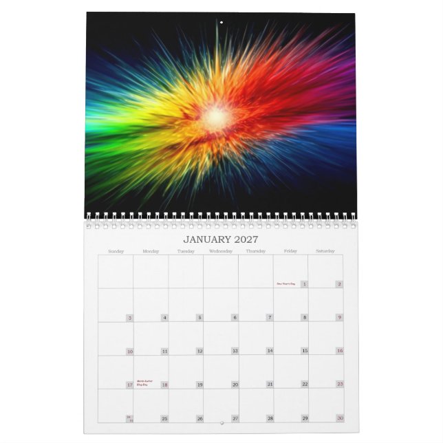 Calendário Fundo do arco-íris do espaço (Jan 2027)