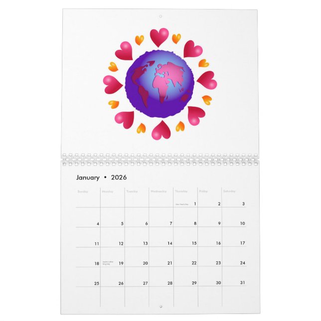 Calendário Fundo dos corações (Jan 2026)