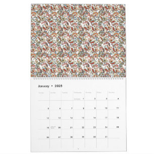 Calendário fundo preto com uma parte vermelha, verde e azul