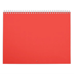 Calendário Fundo Sólido de Cor Vermelha Brilhante Design Mo