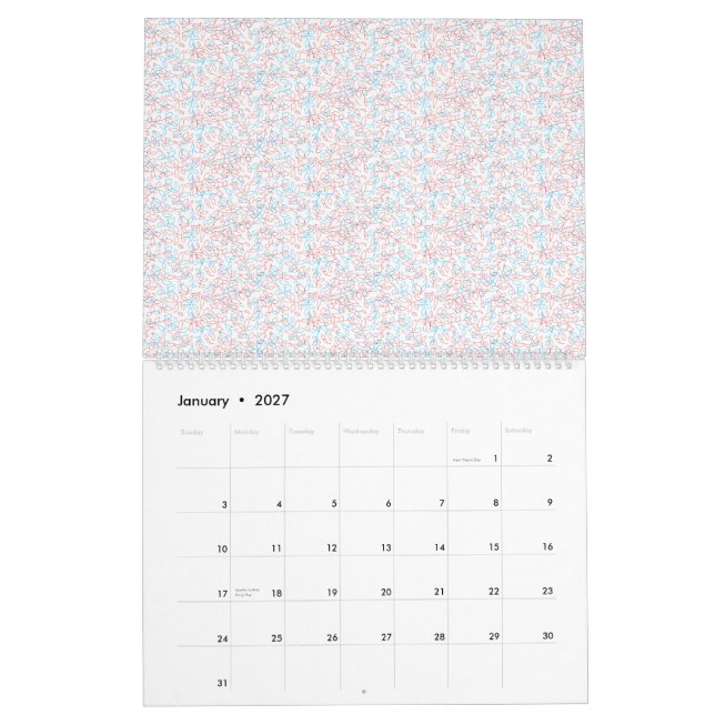 Calendário Fundo texturizado esbranquiçado com sutil, fino, l (Jan 2027)