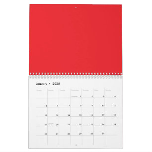 Calendário fundo vermelho com borda branca