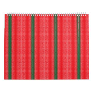 Calendário fundo vermelho e verde listrado