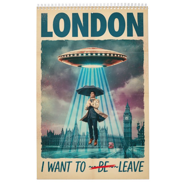 Calendário Funny London Alien Abduction Retro Sci-Fi Poster (Capa)