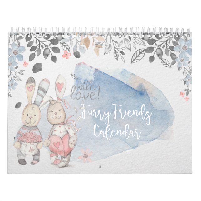 Calendário Furry Friends Watercolor Rabbit Calendar (Capa)