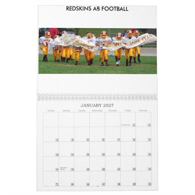 Calendário Futebol dos Redskins do AB (Jan 2027)