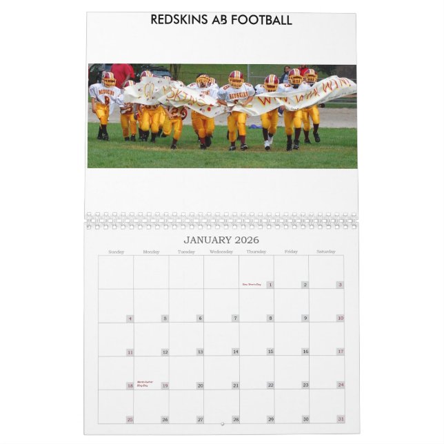 Calendário Futebol dos Redskins do AB (Jan 2026)
