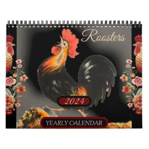 Calendário Galos Natureza Fazenda Animais Aves