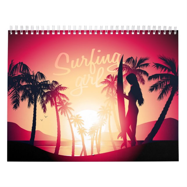 Calendário Garota surfadora no nascer do sol (Capa)
