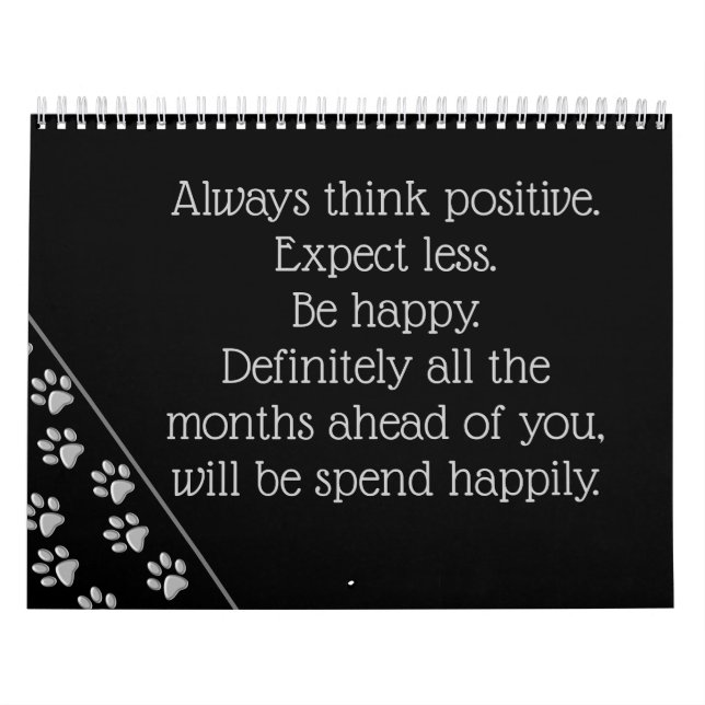 Calendário Garras de Cachorro Negras de Fundo Impressão de Ca (Capa)