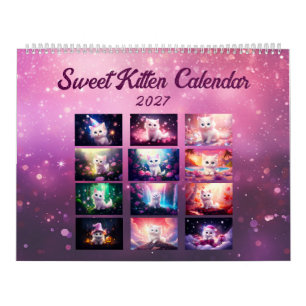 Calendário Gatinho Doce Ano 2027 Magia