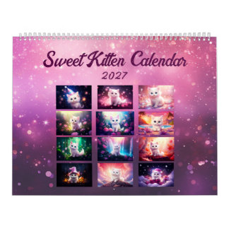 Calendário Gatinho Doce Ano 2027 Magia