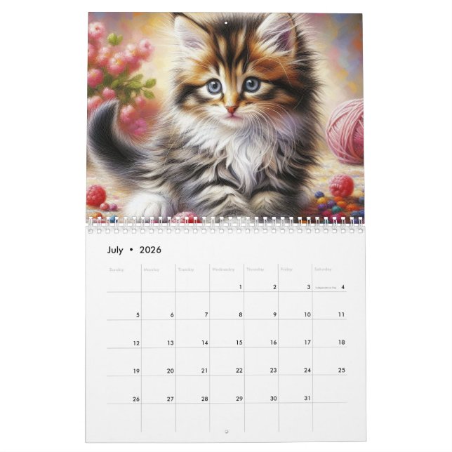 Calendário Gatinhos Fofos (Jul 2026)