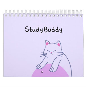 Calendário Gato Lavanda Fofo “Companheiro de Estudo" Kawaii P