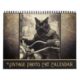 Calendário Gato Negro de Foto da Sepia Engraçado