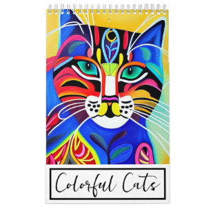 Calendário Gatos coloridos