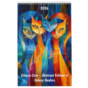 Calendário Gatos Cósmicos – Felinos Abstratos nos Reinos da G