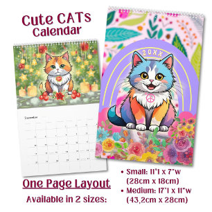 Calendário Gatos de desenho animado Kawaii fofos e bonitos pe