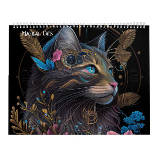 Calendário Gatos de fantasia mágica - Arte gerada por IA