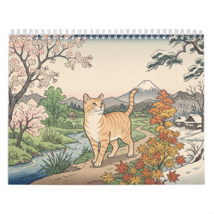 Calendário Gatos de Xilogravura Japoneses – 12 Meses de Calen