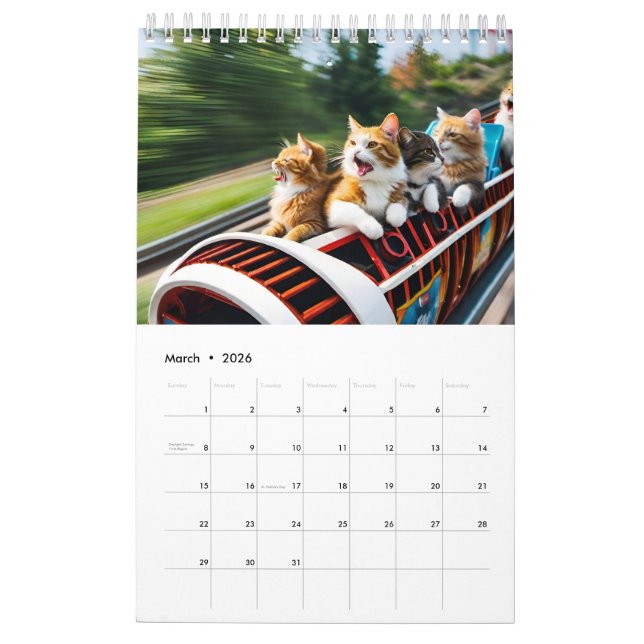 Calendário Gatos Divertidos (Mar 2026)