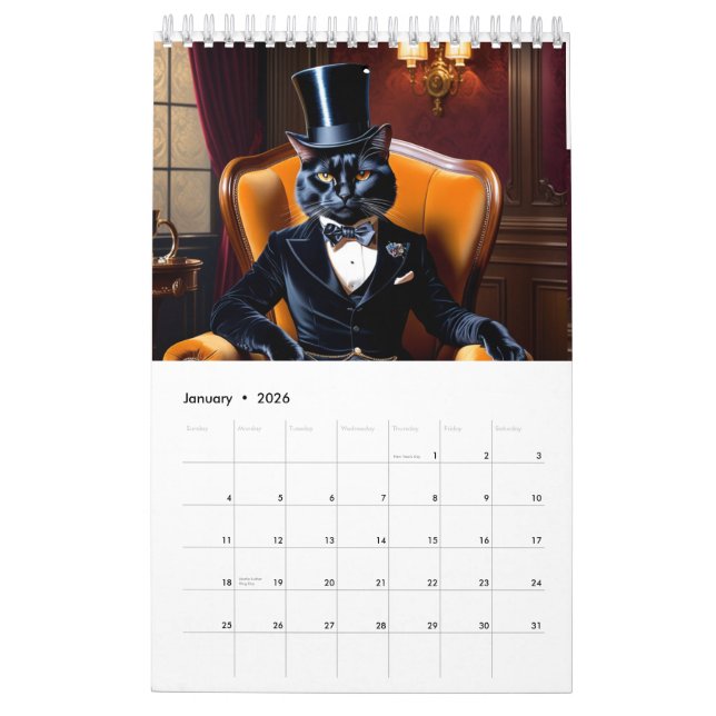 Calendário Gatos negros em tuxedos. Gatos são como pessoas (Jan 2026)