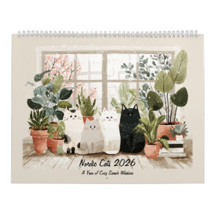 Calendário Gatos Nórdicos Caprichosos Casa Aconchegante Esc