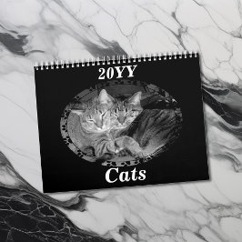 Calendário Gatos Pretos E Brancos