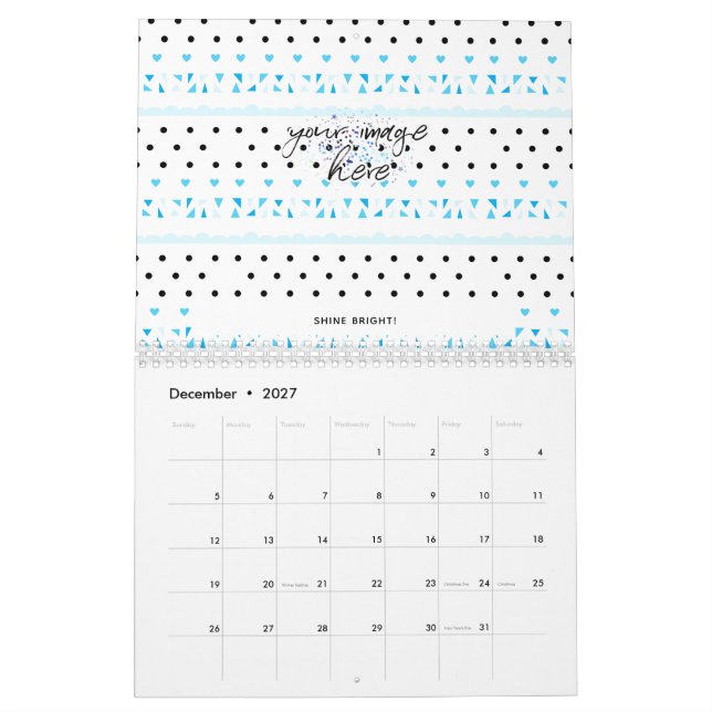 Calendário Geometria azul (Dez 2027)