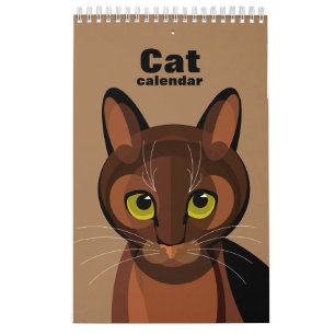 Calendário geométrico ilustrado para gatos