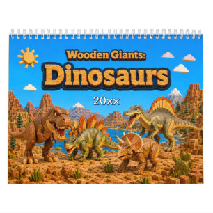 Calendário Gigantes de Madeira: Dinossauros Parede Colorida