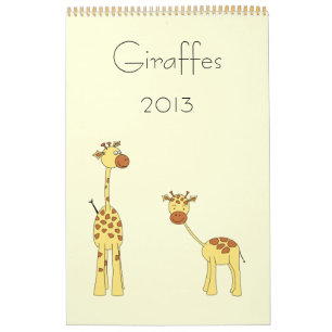 Calendário Girafas Calendar 2013. Belas Cartoons.