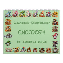 Calendário Gnomes in Hats 2026-2027 24-Month Calendar