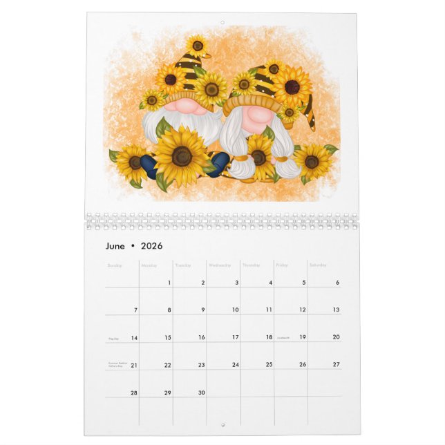 Calendário Gnomo Whimsical Adorável A Qualquer Ano (Jun 2026)