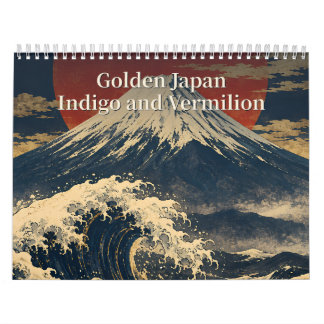 Calendário Golden Japan Indigo and Vermilion Japanese Art