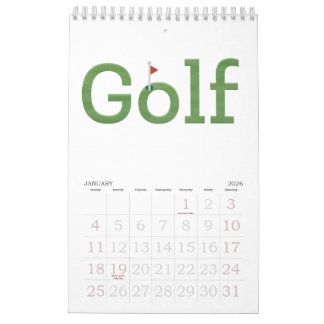 Calendário GOLF typography 2026 Hanging Wall