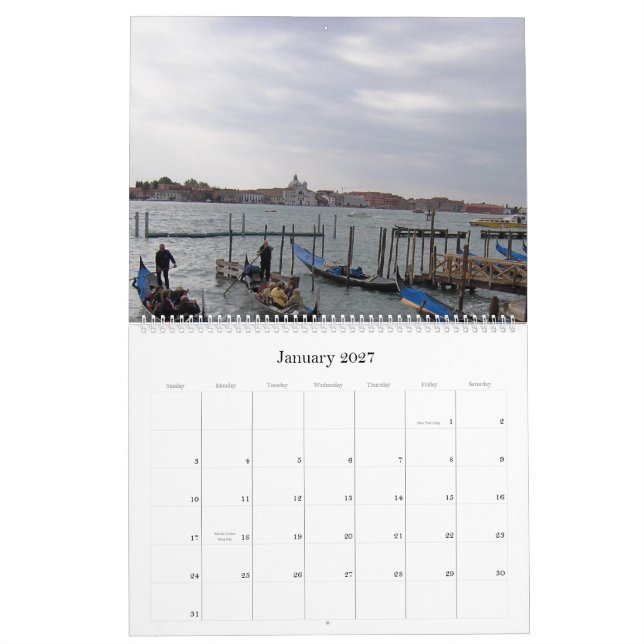 Calendário gôndola, Veneza, 2010 - personalizado (Jan 2027)