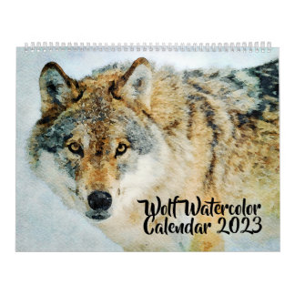Calendário Gorgeous Wolf Wildlife Watercolor Wolves Painting