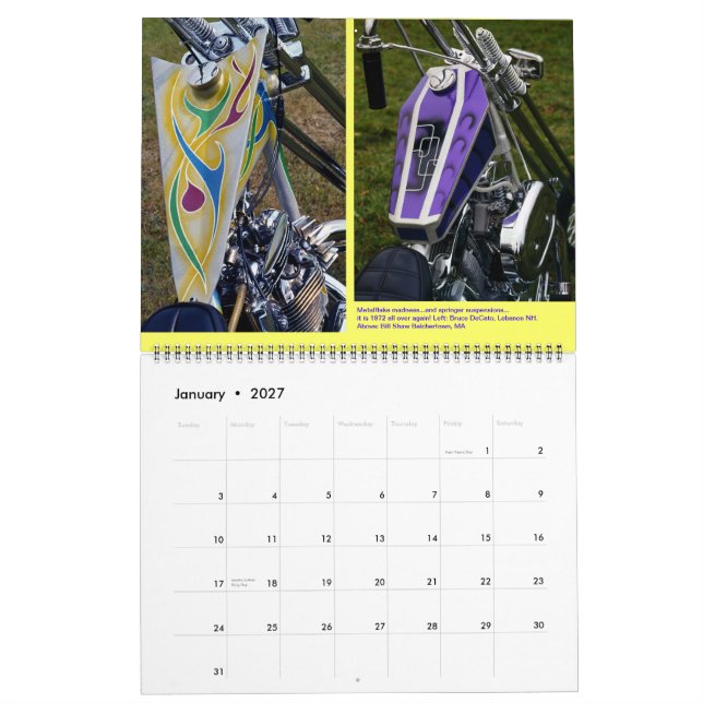 Calendário Gráficos Gastank Pintura de motocicleta Enorme (Jan 2027)