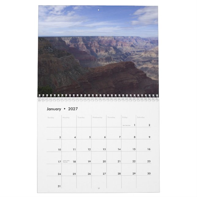 Calendário Grand Canyon 2015-16 Meses (Jan 2027)