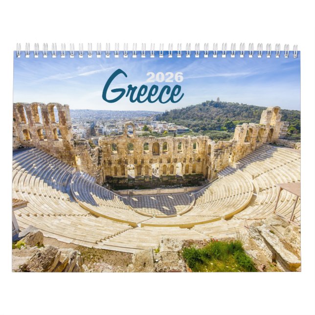 Calendário Greece 2026 Photo Wall Calendar – Scenic Greek  (Capa)