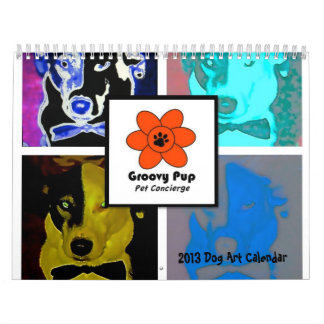 Calendário Groovy da arte do cão do filhote de