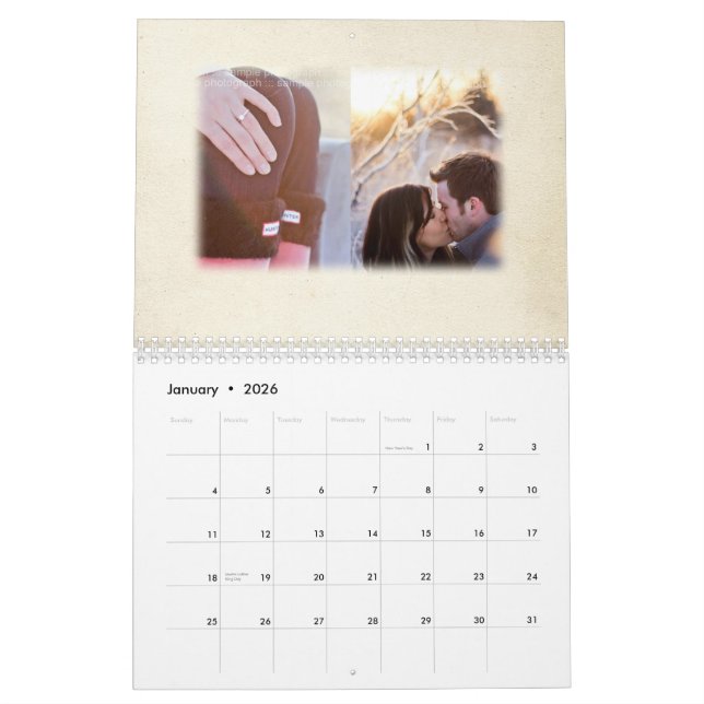 Calendário Guestbook personalizado Wedding do livro de (Jan 2026)