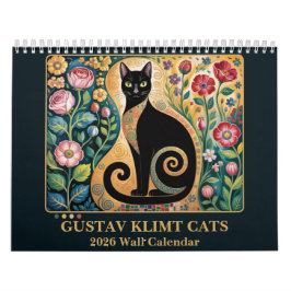 Calendário Gustav Klimt Cat | Elegant Art Nouveau Cat 2026