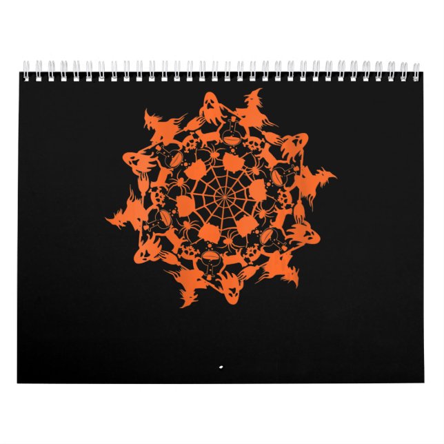 Calendário Halloween Mandala Spider Witch Ghost Skull Gift (Capa)