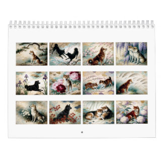 Calendário Hanafuda Shiba Inu | Painterly Japanese Patterns