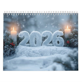 Calendário happy new year 2026 snowy calm 