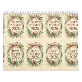 Calendário happy new year rustic wall calendar 2026