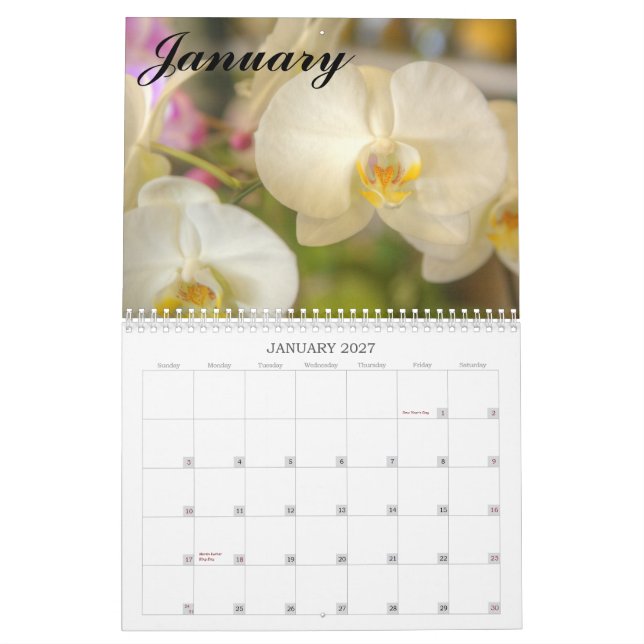 Calendário havaiano da flor & da orquídea (Jan 2027)